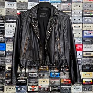 Allsaints studded black leather biker